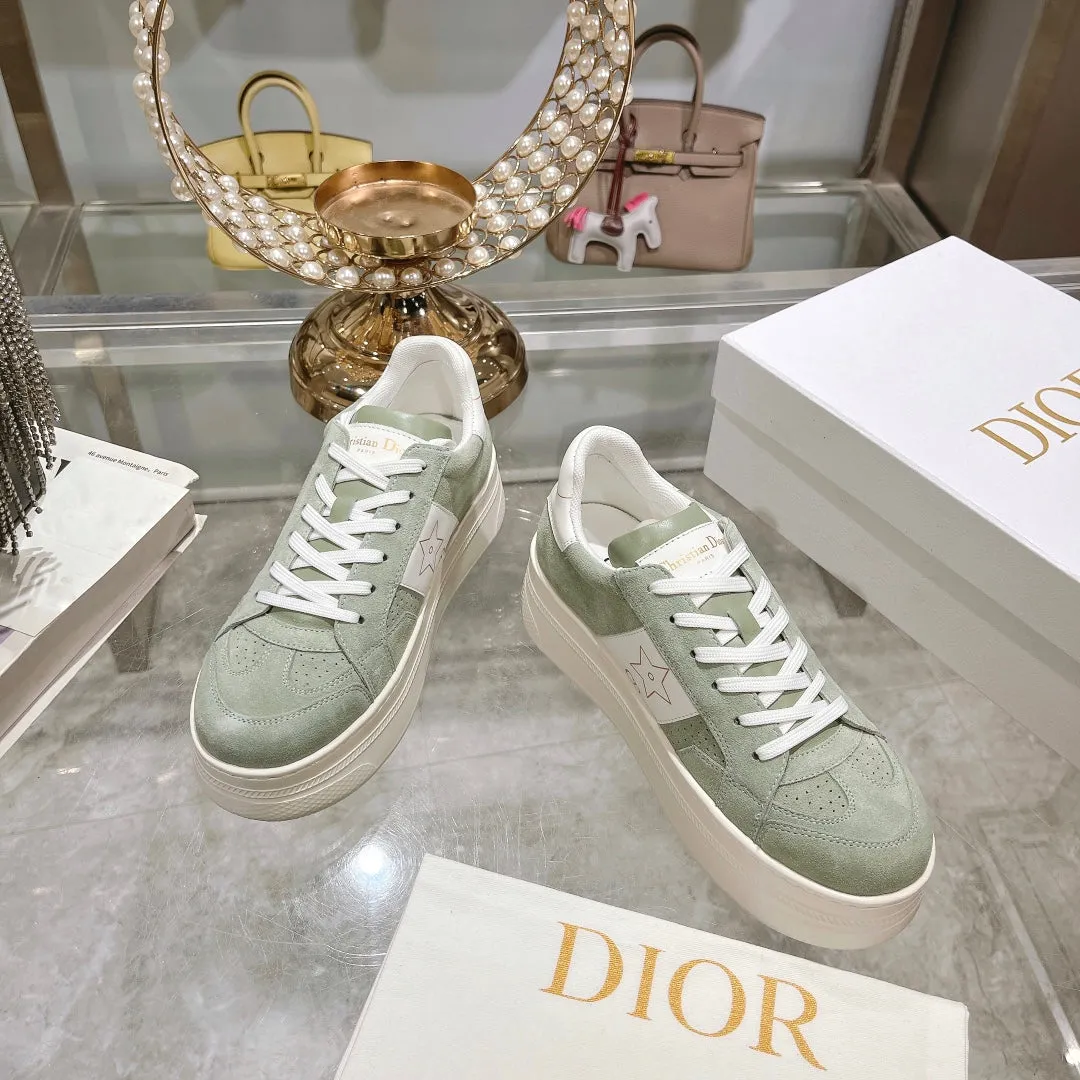 cd star sneaker white calfskin light green suede