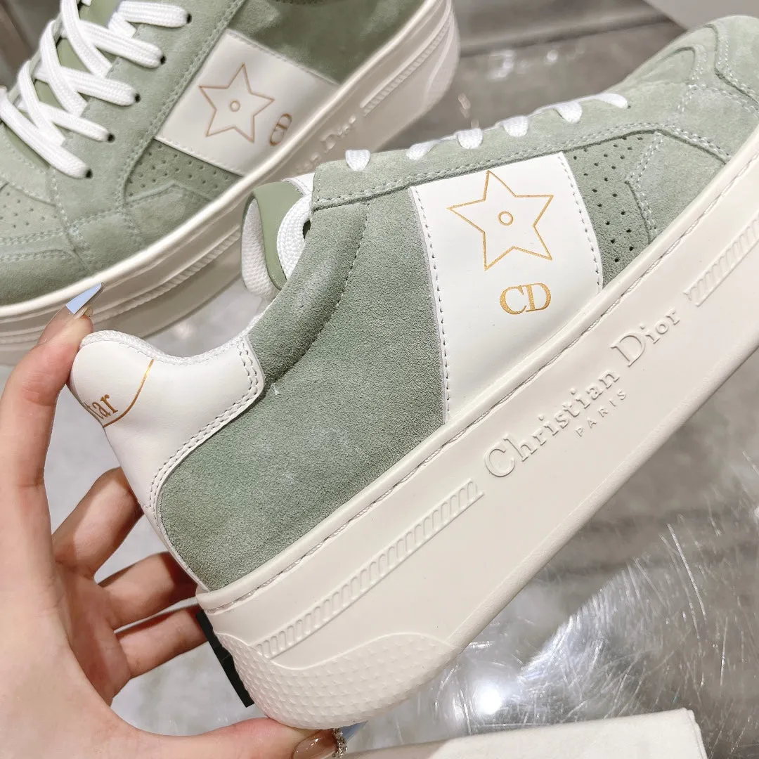 cd star sneaker white calfskin light green suede