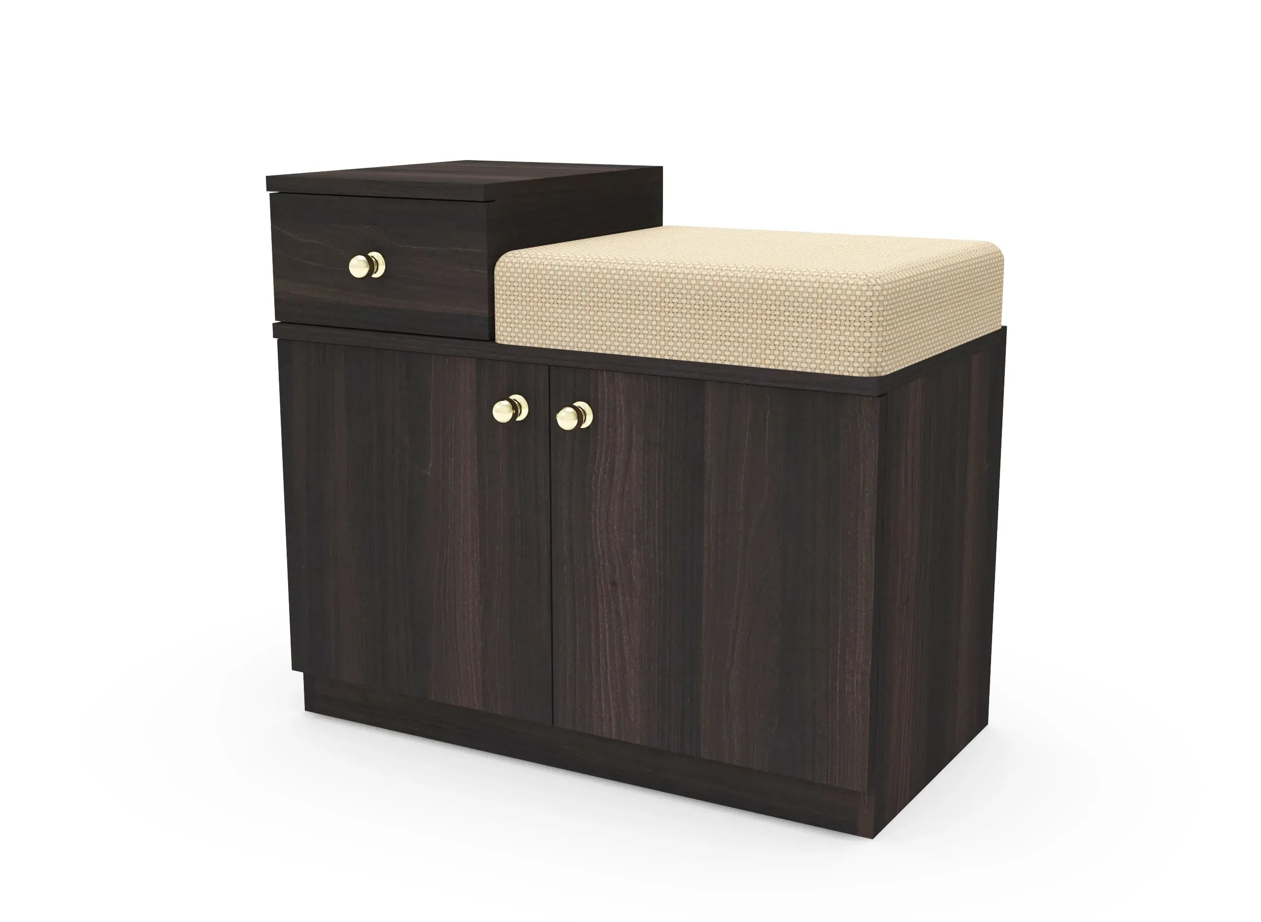 Cedar 2 Door Cushion Seat Shoe Rack / Multipurpose Cabinet with Drawer (Brown)