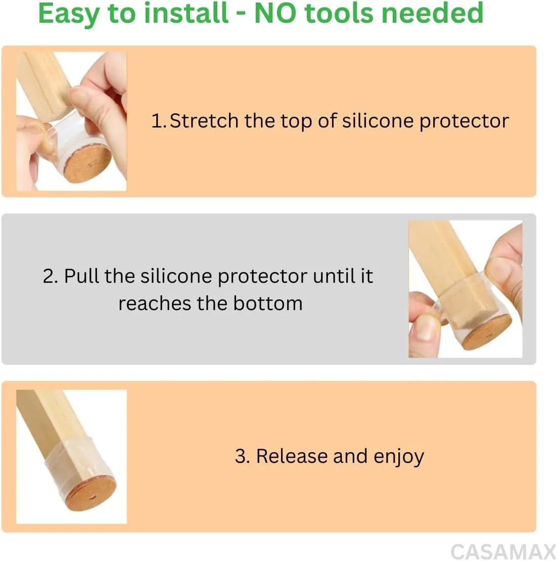 Chair Leg Floor Protectors – Silicone Caps, Cups & Sliders with Felt Pads – Non-Slip Furniture Leg Covers to Protect Hardwood & Tile Floors, Reduce Noise (24, Large)