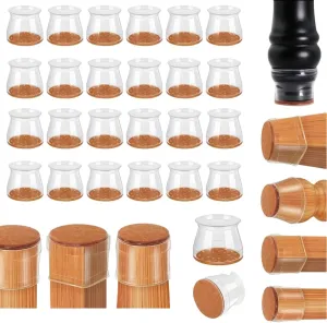 Chair Leg Floor Protectors – Silicone Caps, Cups & Sliders with Felt Pads – Non-Slip Furniture Leg Covers to Protect Hardwood & Tile Floors, Reduce Noise (24, Large)