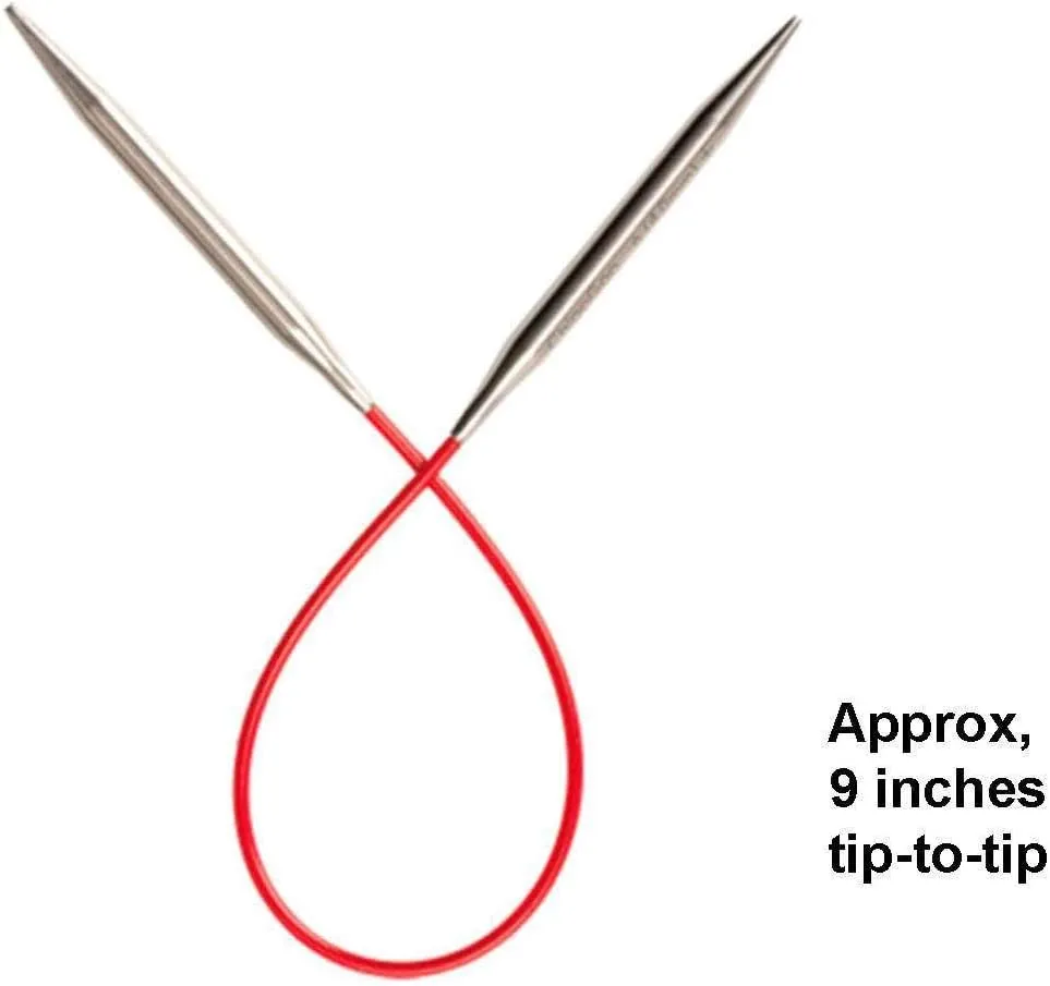 ChiaoGoo Knit Red 9 inch (23cm) Circular Knitting Needles US Size 3 (3.25mm) Stainless Steel 6009-3 with Stitch Holder