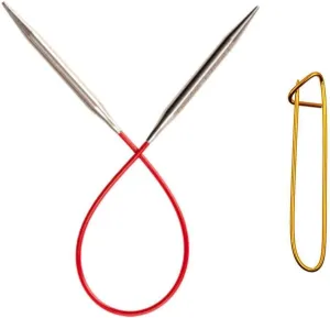 ChiaoGoo Knit Red 9 inch (23cm) Circular Knitting Needles US Size 3 (3.25mm) Stainless Steel 6009-3 with Stitch Holder