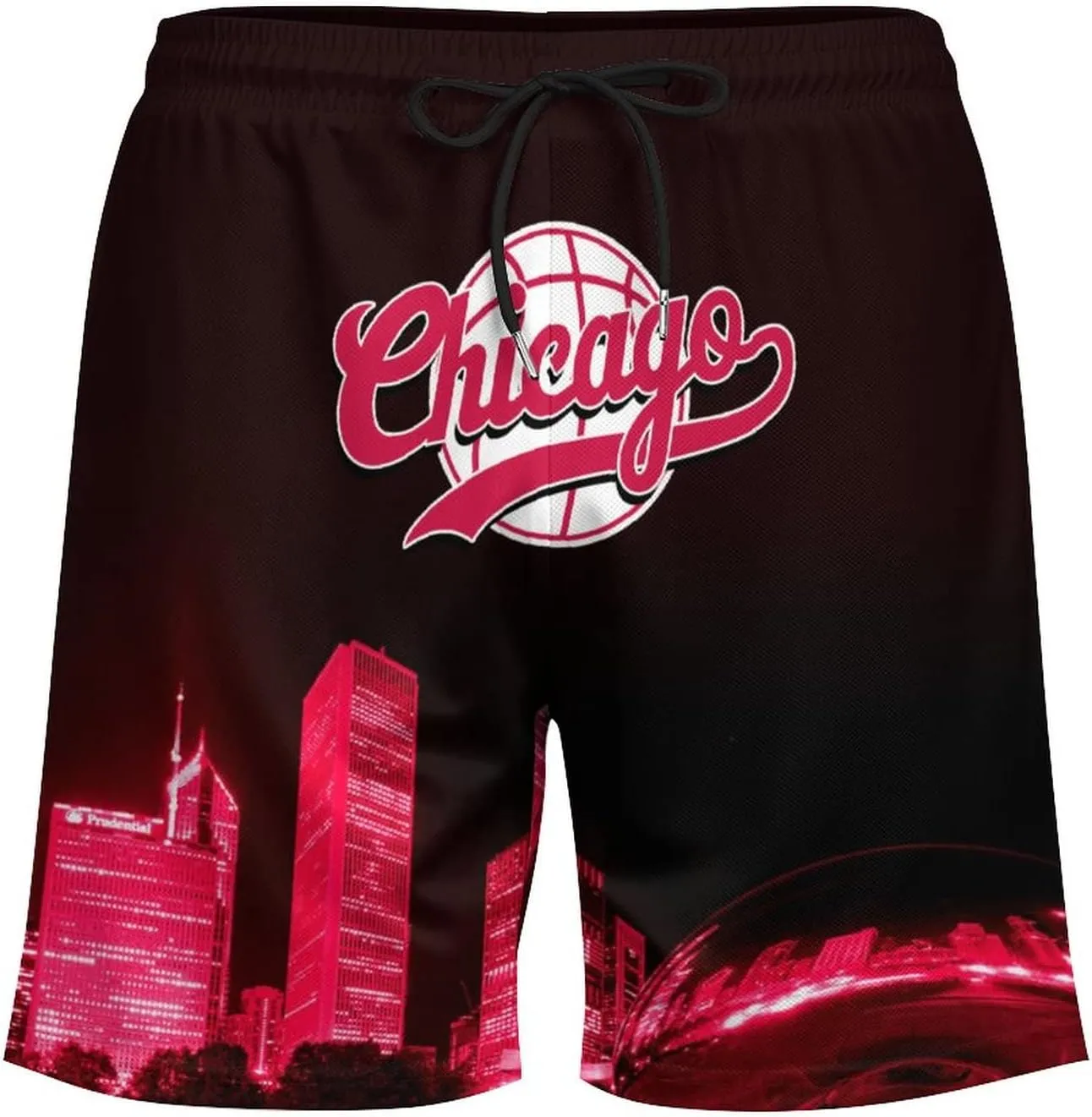 City Night View Men's Shorts Basketball Fans Gifts Quick Dry Swim Trunks Compression Liner Beach Shorts