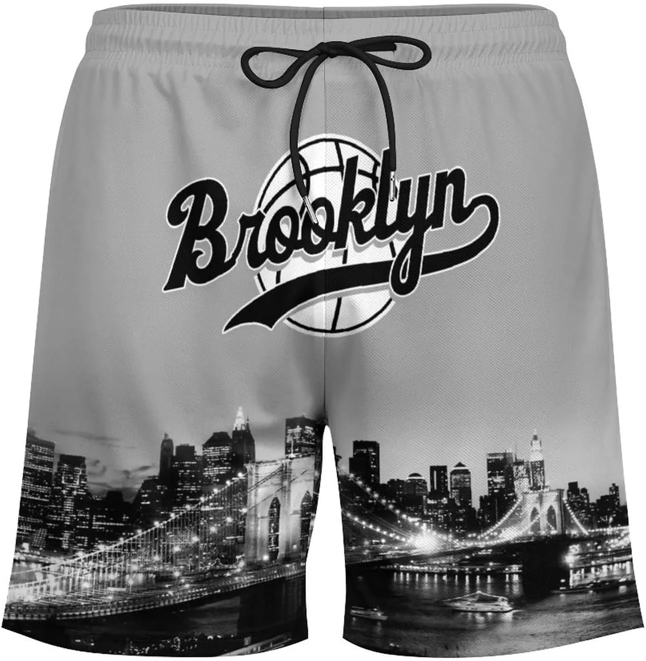 City Night View Men's Shorts Basketball Fans Gifts Quick Dry Swim Trunks Compression Liner Beach Shorts