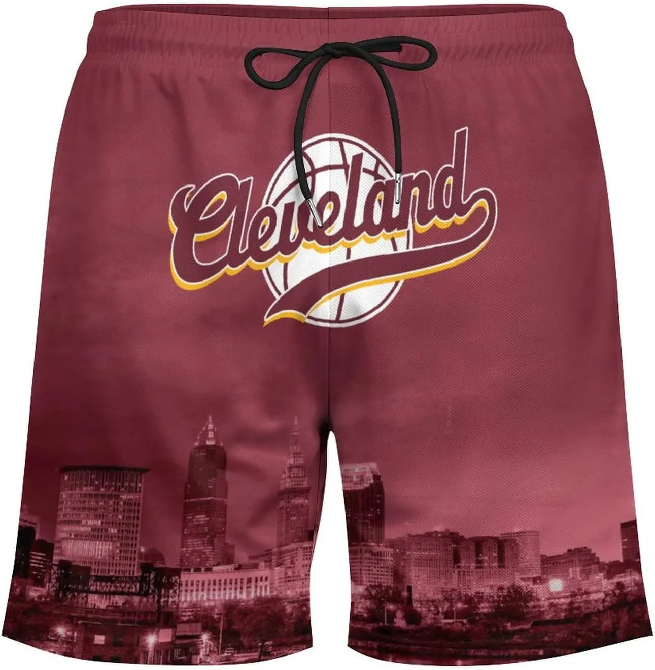 City Night View Men's Shorts Basketball Fans Gifts Quick Dry Swim Trunks Compression Liner Beach Shorts