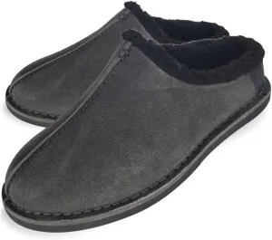 Clarks Men's Suede Leather Clog Slippers With Faux Shearling Collar , JMS0572,Indoor/Outdoor Low Open Back Slip-Ons, Grey, 11 UK