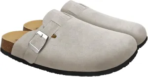 Clogs for Women Suede Soft Leather Clogs Classic Cork Clog Antislip Slippers Waterproof Mules House Sandals Buckle