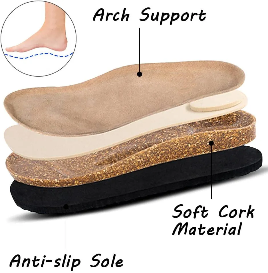 Clogs for Women Suede Soft Leather Clogs Classic Cork Clog Antislip Slippers Waterproof Mules House Sandals Buckle