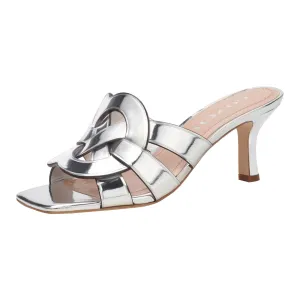 Coach Women's Tillie Metallic Leather Sandal Pump, Silver, 8.5