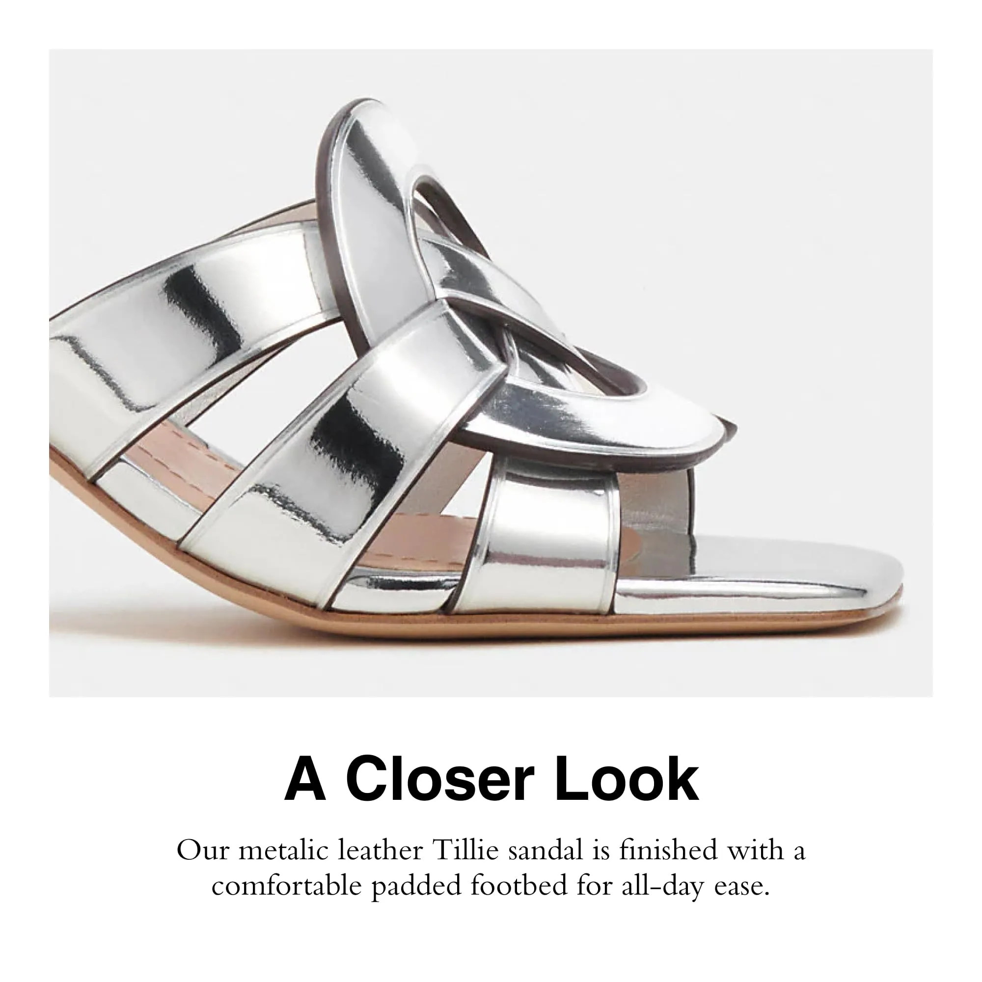 Coach Women's Tillie Metallic Leather Sandal Pump, Silver, 8.5