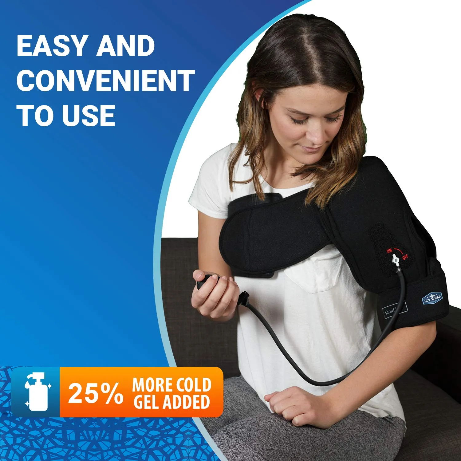 Cold Pack Compression Wrap for Shoulder Pain - Ice Pack Therapy by Icy Wrap - Cryo-Cool Flexible Treatment for Injuries, Aches, Swelling, Sprains, Inflammation of Rotator Cuff