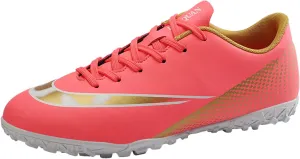 Competitive Unisex Soccer Shoes Men Women Indoor Outdoor Football Boots Athletic Turf Team Cleat Running Sports Lightweight Breathable Anti-Skid Damping Shoes Pink