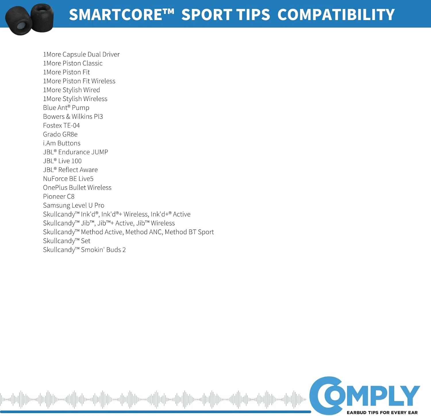 Comply SmartCore Variety Pack Premium Memory Foam Earphone Tips, Fits Most Earphones, Noise Cancelling Soft Earbud Tips Conform to Your Ear for A Comfortable Secure Fit (Medium, 3 Pairs)