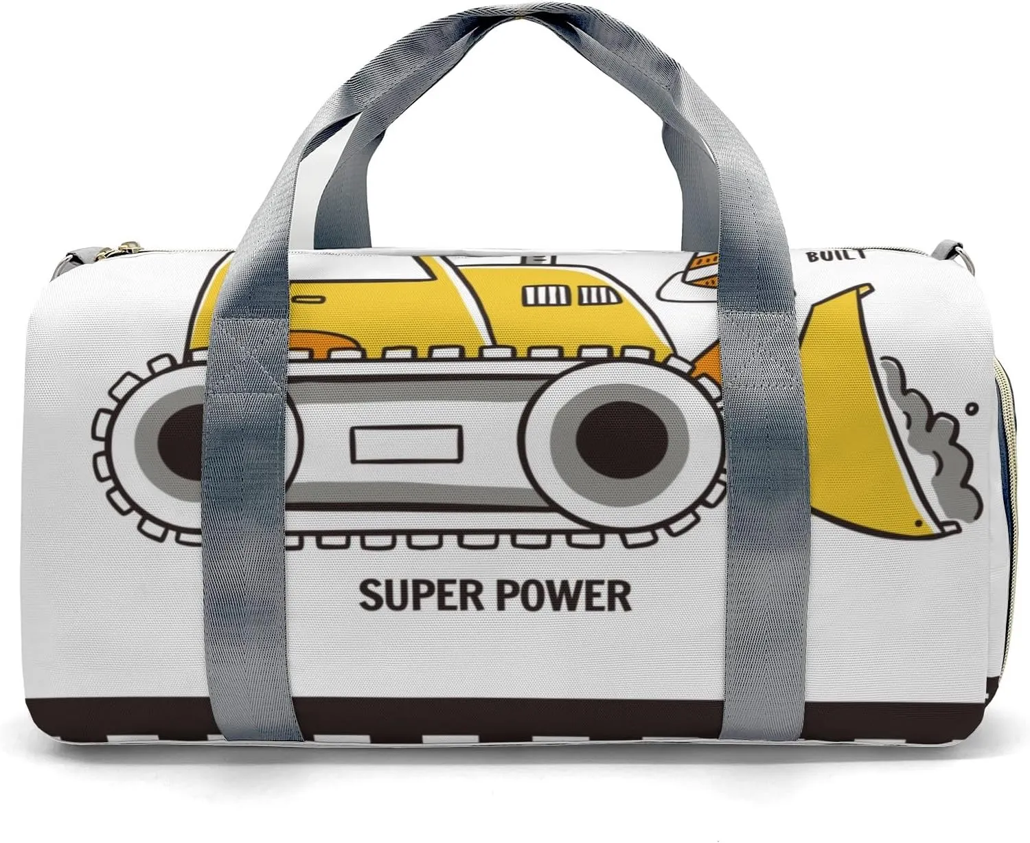 Construction Machinery Power Personalized Duffel Bag,Custom Travel Gym Bag with Name,Waterproof Sports Overnight Bag with Shoe Compartment & Shoulder Strap