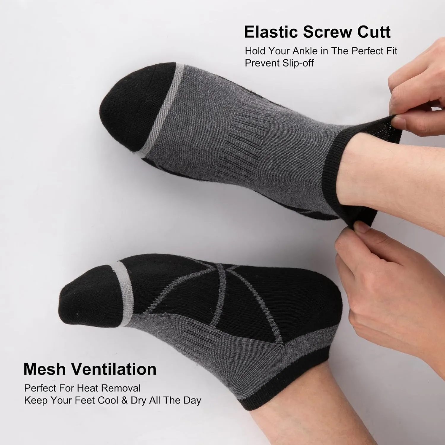 COOVAN 12 Pack Mens Ankle Socks Cushioned Running Sport Socks Breathable Anti-Blister Low Cut Athletic Socks