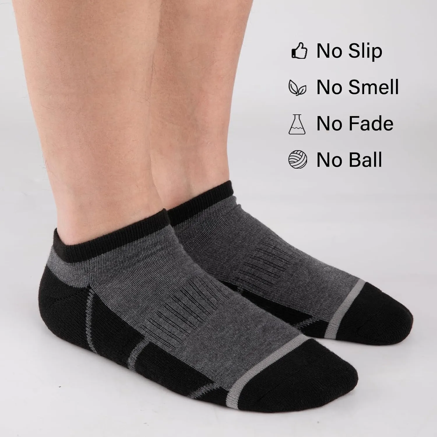 COOVAN 12 Pack Mens Ankle Socks Cushioned Running Sport Socks Breathable Anti-Blister Low Cut Athletic Socks
