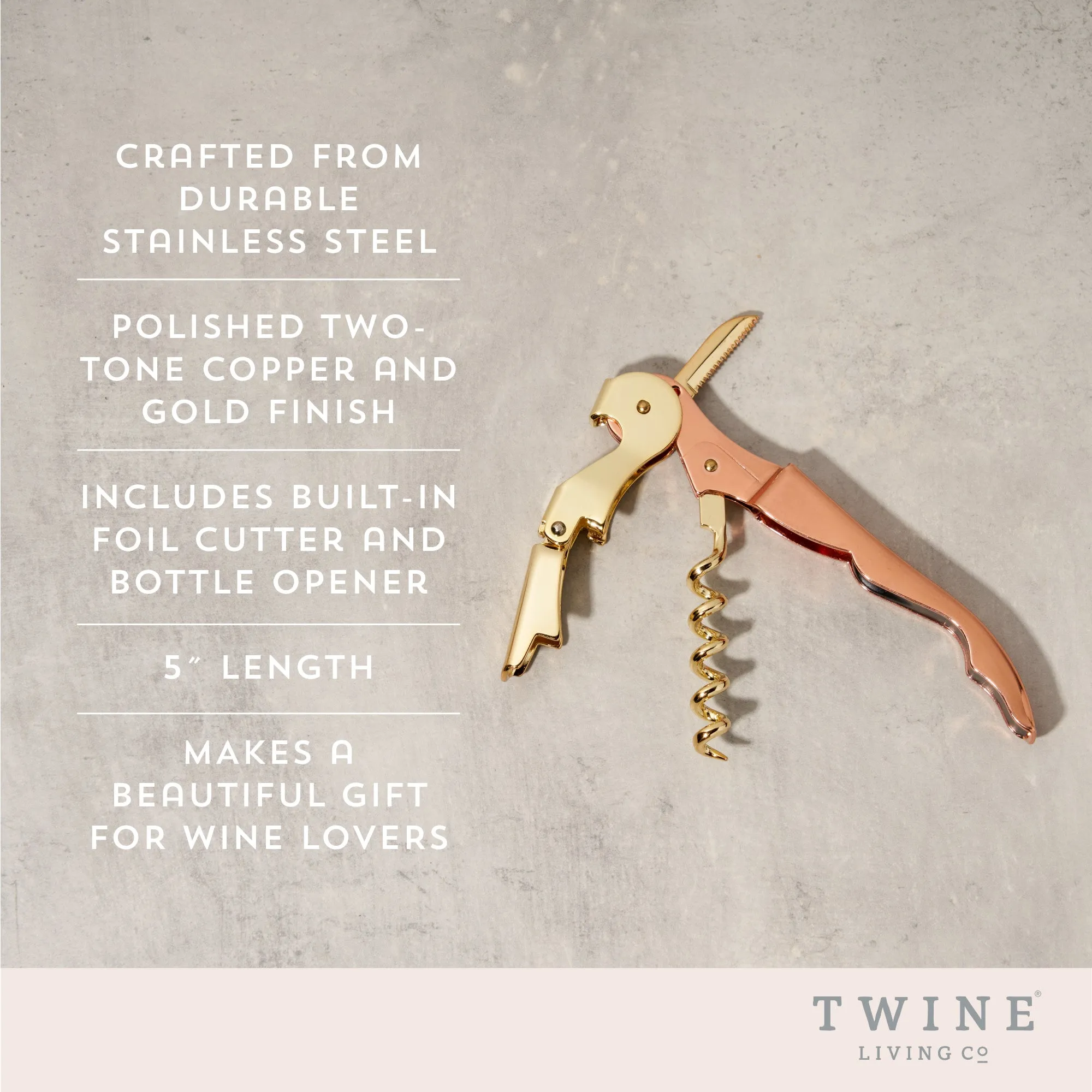 Copper and gold corkscrew by twine®