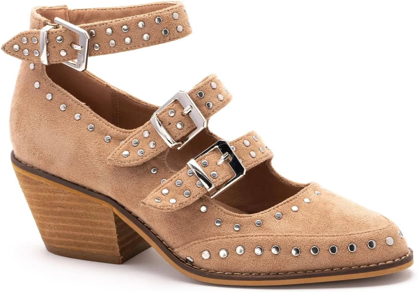Corkys Womens Cackle Western Inspired Double Buckle Mid Heel Shoe