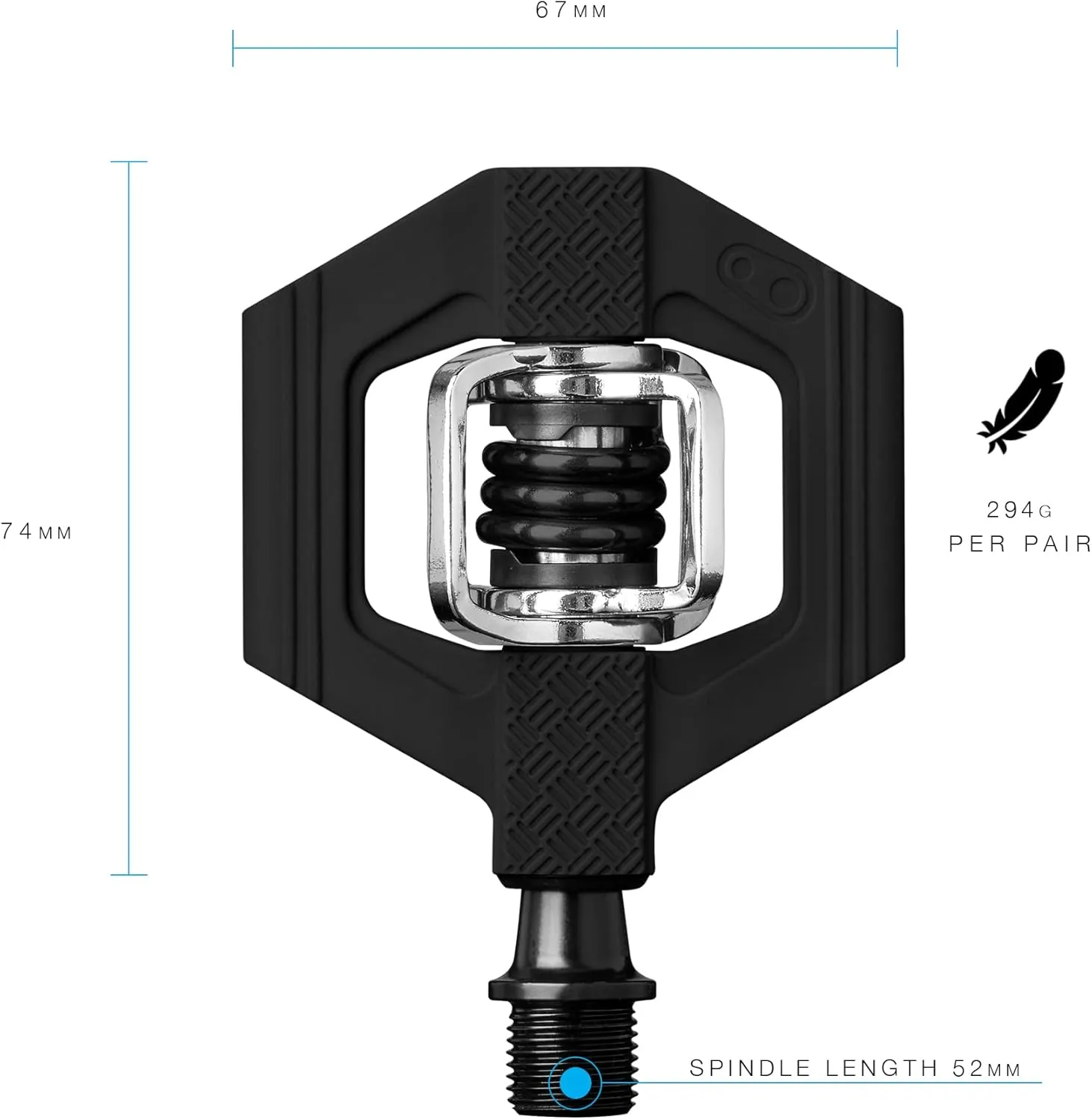 Crankbrothers Candy Clip-In MTB Bike Pedal - Gravel/XC/Trail Lightweight Bicycle Pedal, 4 Sided Entry, Customizable Float, Premium Bearings