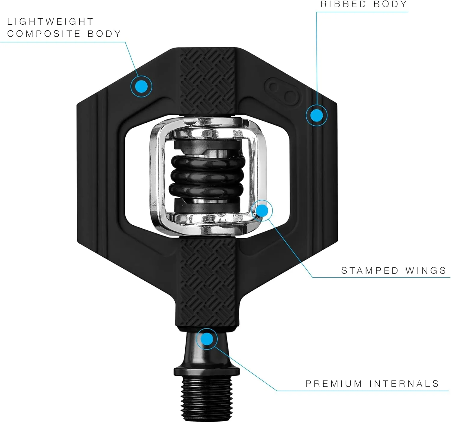 Crankbrothers Candy Clip-In MTB Bike Pedal - Gravel/XC/Trail Lightweight Bicycle Pedal, 4 Sided Entry, Customizable Float, Premium Bearings