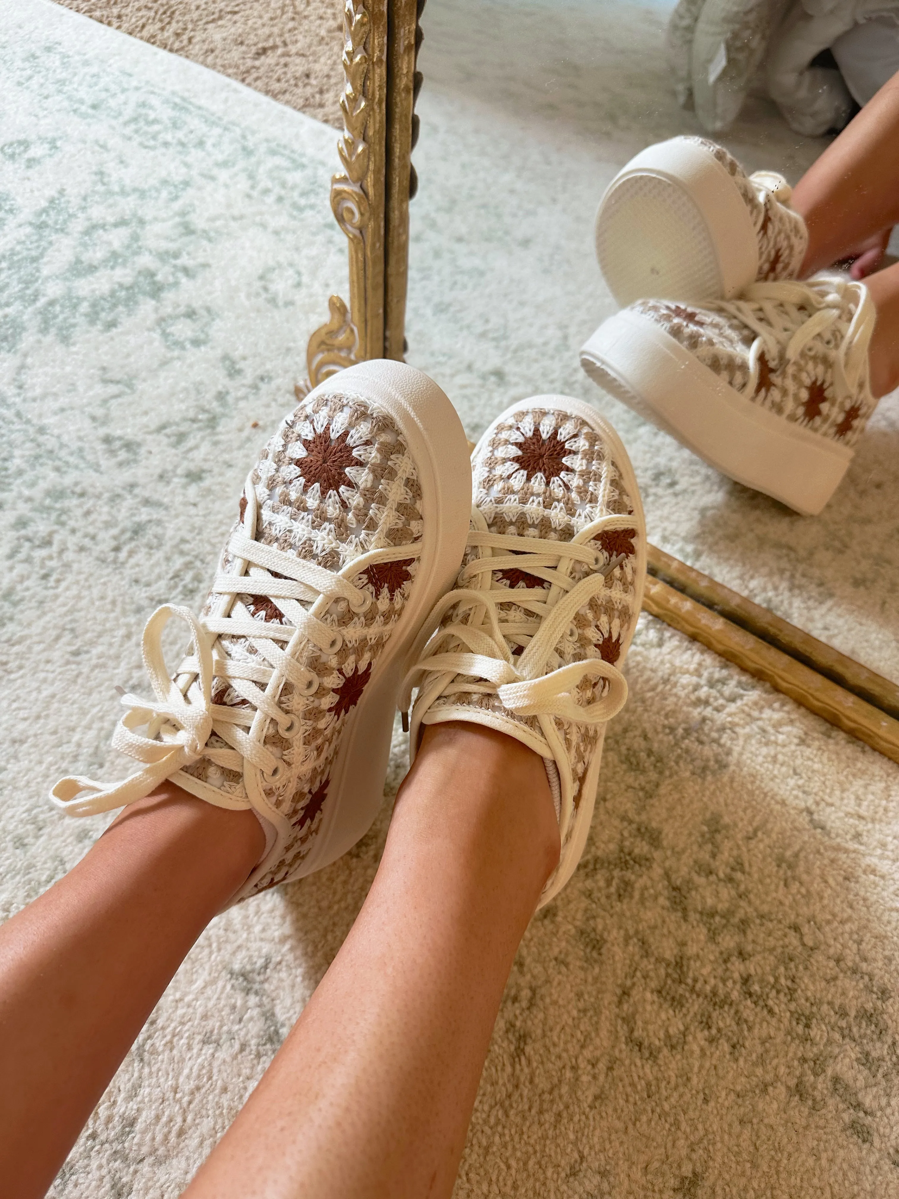 Crochet Platform Sneaker - Mocha / Oatmeal