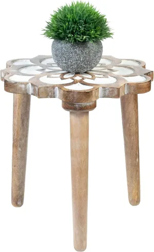 Crocon Side Table, Small End Table for Living Room Bedroom Office Patio Small Spaces Bedside Table Nightstand Coffee Table Home Décor Wood Stool for Plant Flower pots, 12 x 12.5 Inch