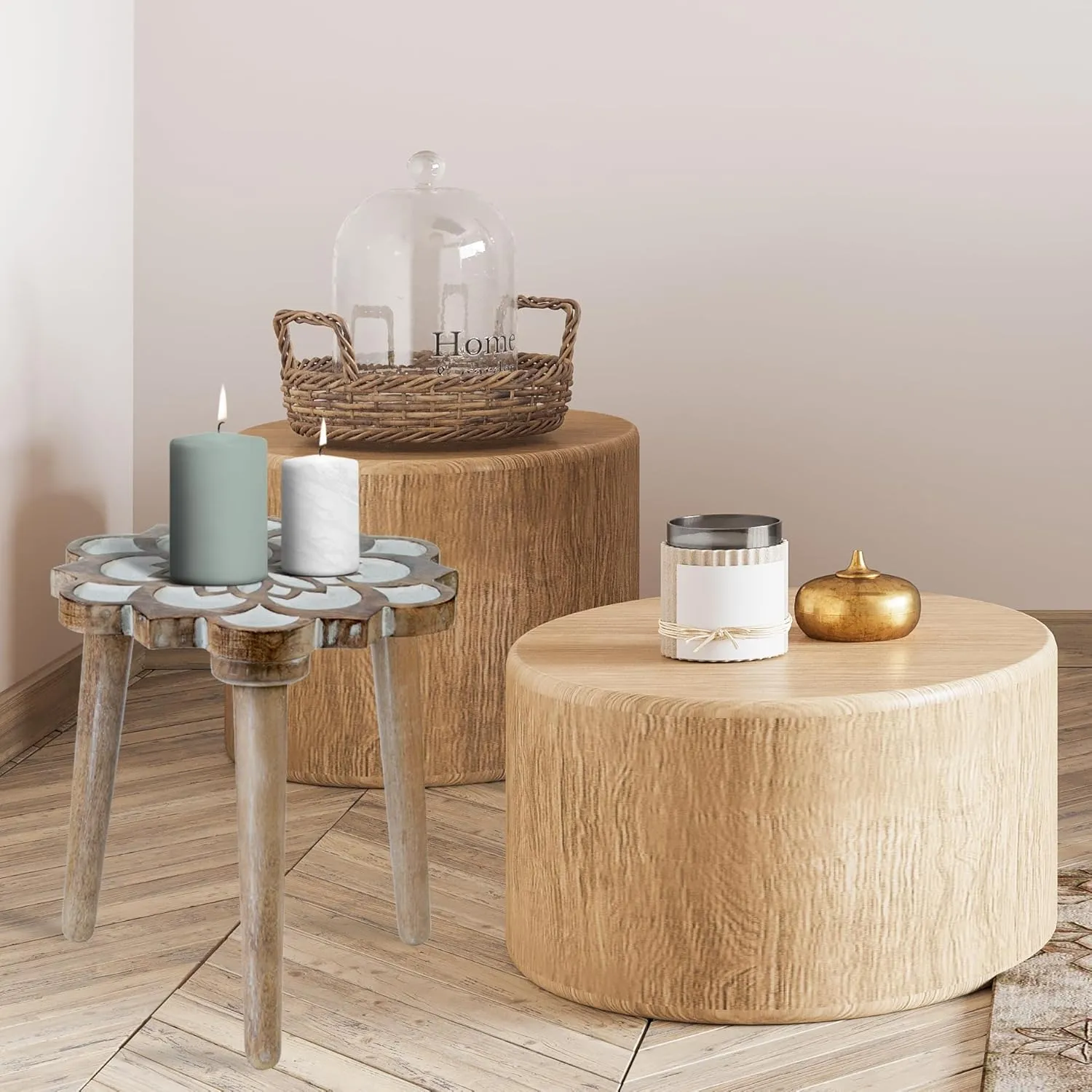 Crocon Side Table, Small End Table for Living Room Bedroom Office Patio Small Spaces Bedside Table Nightstand Coffee Table Home Décor Wood Stool for Plant Flower pots, 12 x 12.5 Inch