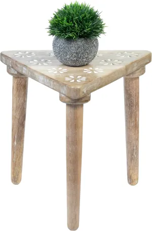 Crocon Side Table, Small End Table for Living Room Bedroom Office Patio Small Spaces Bedside Table Nightstand White Washed Coffee Table Home Decor Wood Stool for Plant Flower pots, 13.5 x 12.5 Inch