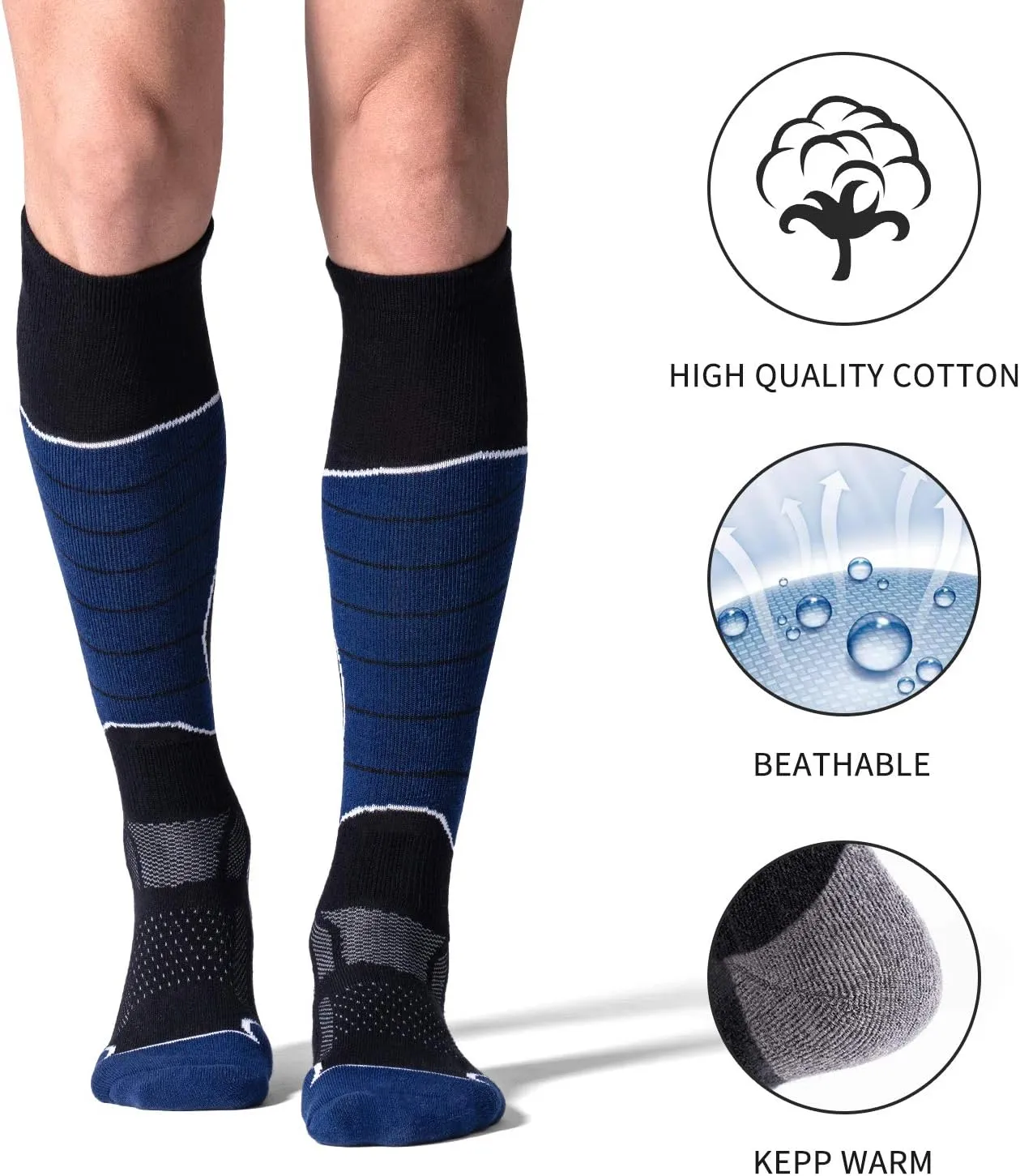 CS CELERSPORT 2/3/4 Pack Ski Socks for Men and Women Skiing, Snowboarding, Winter Performance Socks
