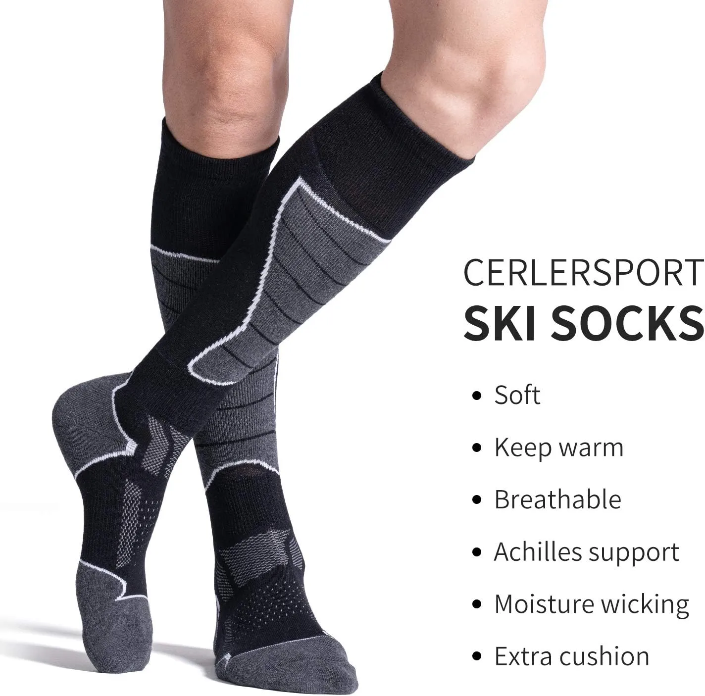 CS CELERSPORT 2/3/4 Pack Ski Socks for Men and Women Skiing, Snowboarding, Winter Performance Socks