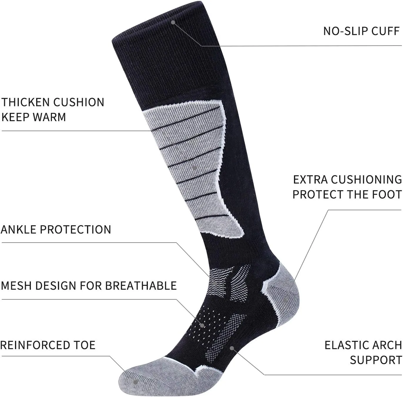 CS CELERSPORT 2/3/4 Pack Ski Socks for Men and Women Skiing, Snowboarding, Winter Performance Socks