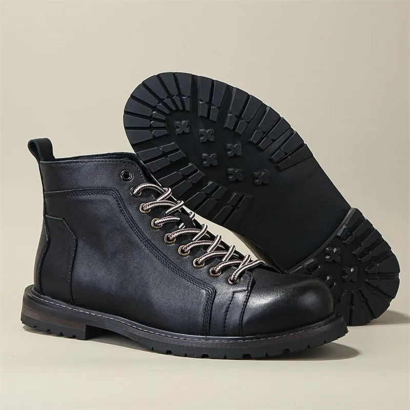 CSCDD Men's High-top Lace-up Casual Boots Flat Breathable Comfortable Oxford Shoes Leather Inside Suitable for Travel Mountaineering