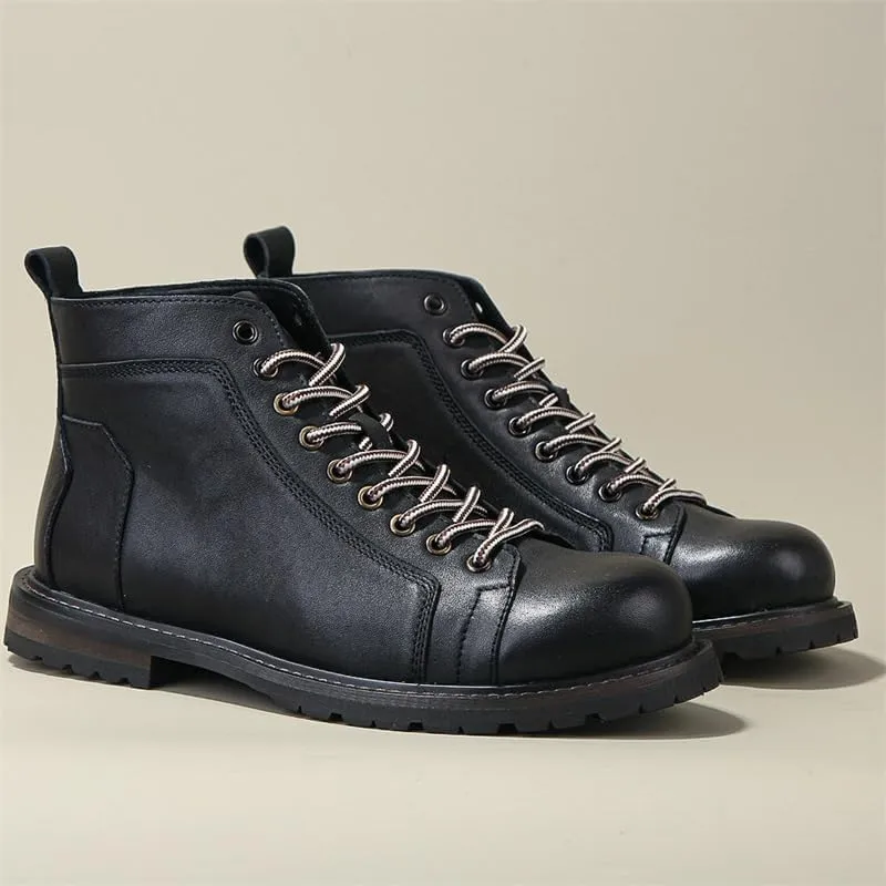 CSCDD Men's High-top Lace-up Casual Boots Flat Breathable Comfortable Oxford Shoes Leather Inside Suitable for Travel Mountaineering