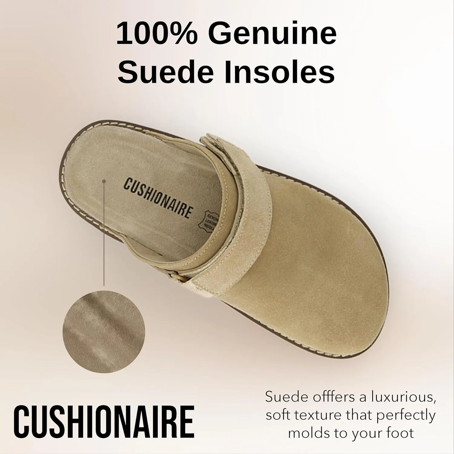 CUSHIONAIRE Women's Boulder Genuine Suede Clog with Swivel Strap – Lightweight EVA Sole, Memory Foam Insole, Wide Widths Available