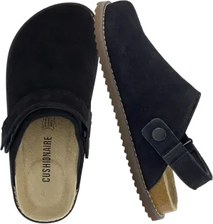 CUSHIONAIRE Women's Boulder Genuine Suede Clog with Swivel Strap – Lightweight EVA Sole, Memory Foam Insole, Wide Widths Available