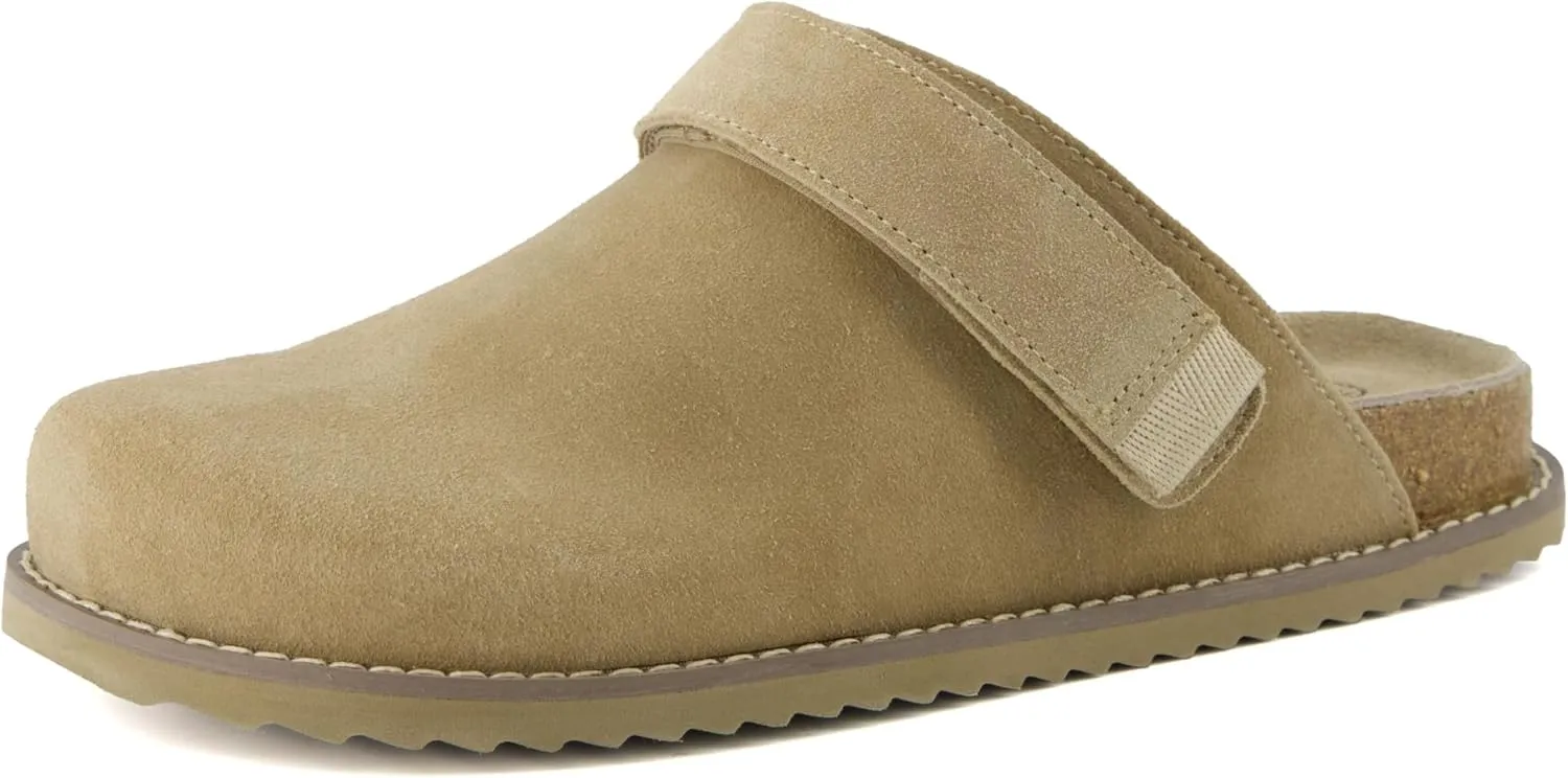 CUSHIONAIRE Women's Boulder Genuine Suede Clog with Swivel Strap – Lightweight EVA Sole, Memory Foam Insole, Wide Widths Available