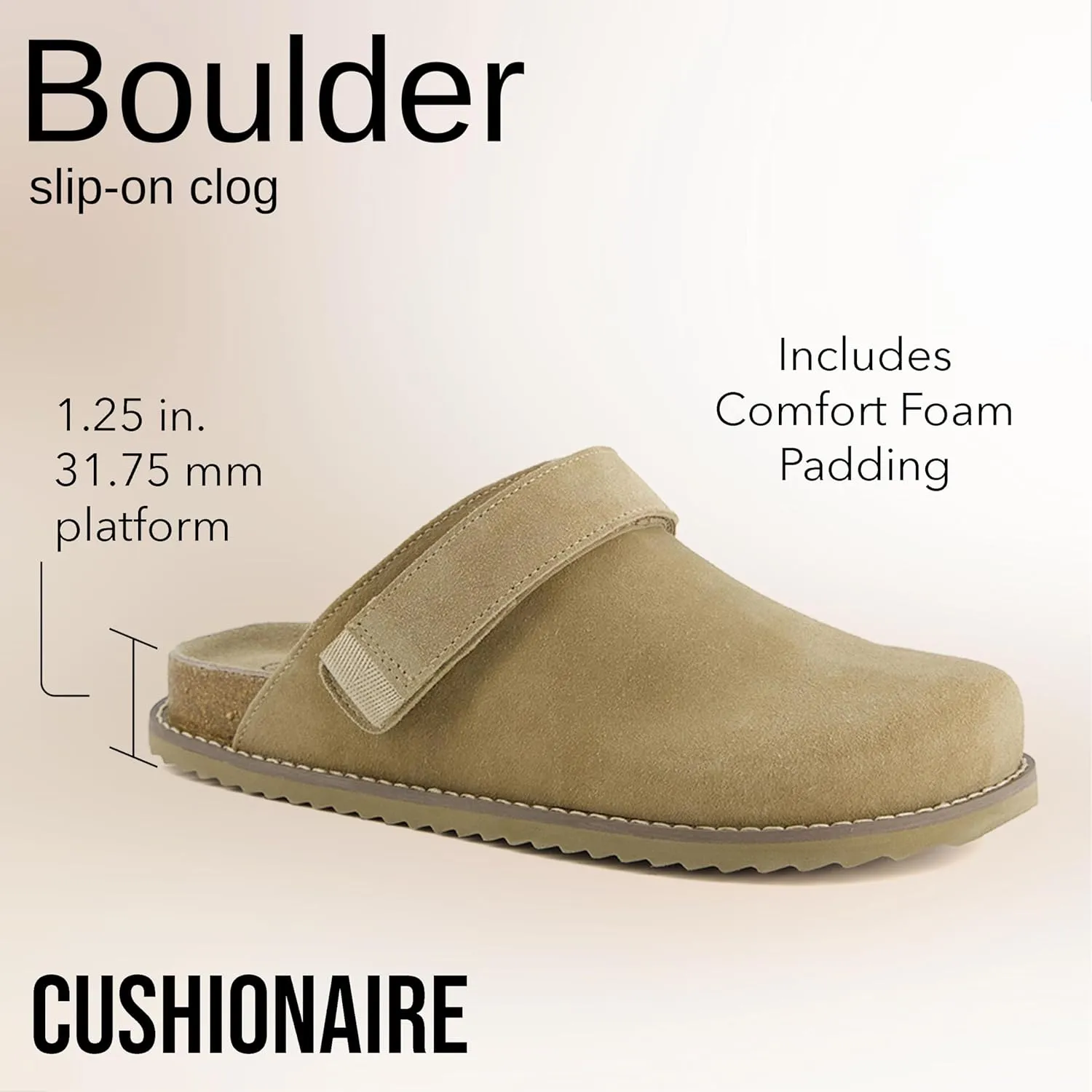 CUSHIONAIRE Women's Boulder Genuine Suede Clog with Swivel Strap – Lightweight EVA Sole, Memory Foam Insole, Wide Widths Available