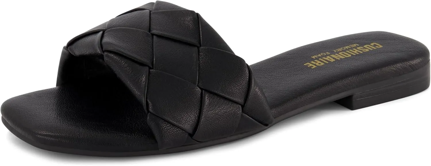 CUSHIONAIRE Women's Franca woven slide sandal  Memory Foam, Wide Widths Available