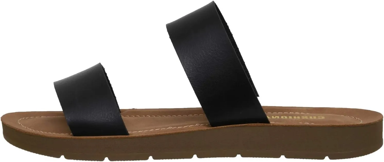CUSHIONAIRE Women's Imelda 2 band slide sandal  Memory Foam