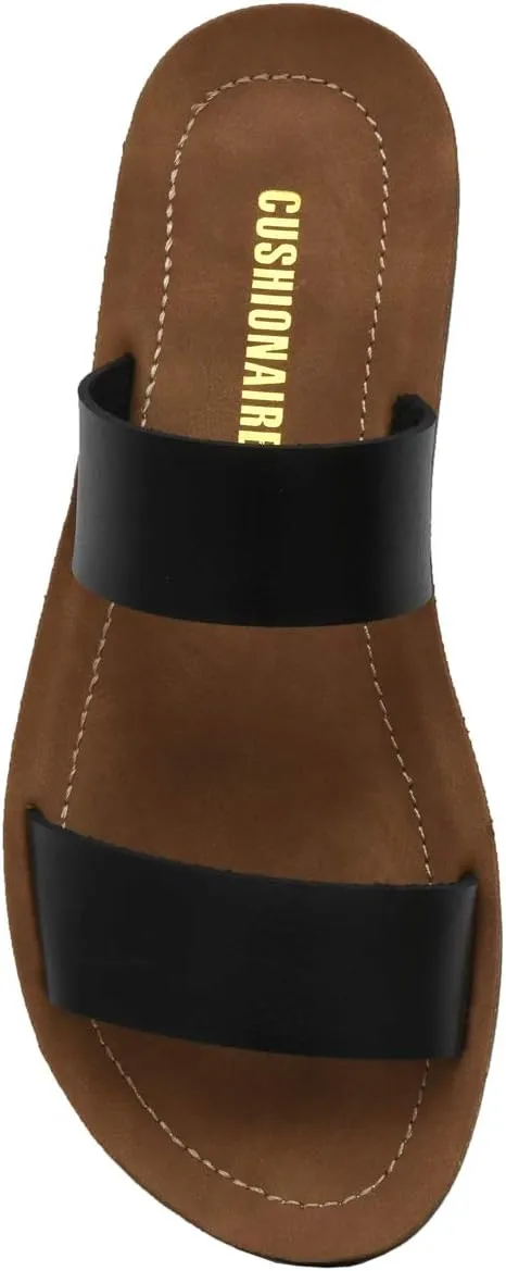CUSHIONAIRE Women's Imelda 2 band slide sandal  Memory Foam