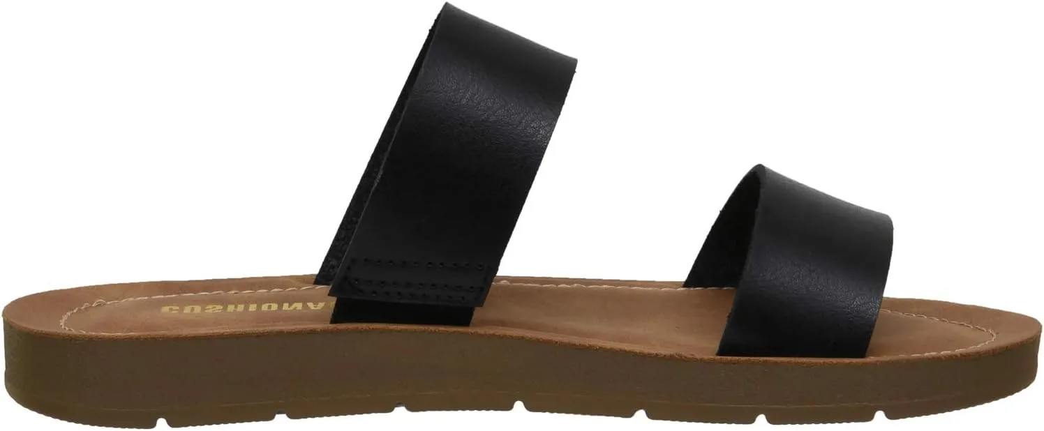 CUSHIONAIRE Women's Imelda 2 band slide sandal  Memory Foam