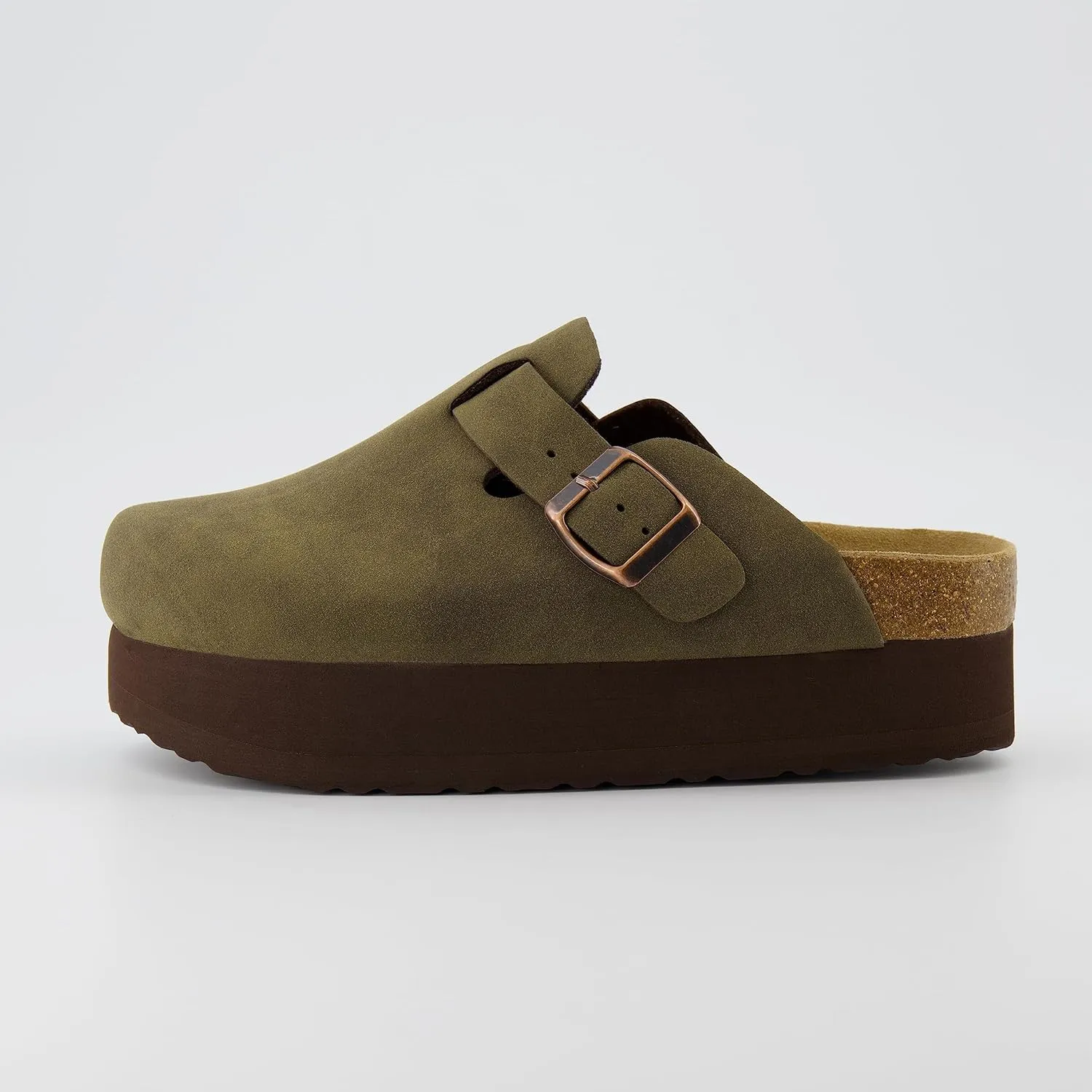CUSHIONAIRE Women's Loom Cork Footbed Platform Clog – Comfortable Vegan Leather, Arch Support, All-Day Comfort, Wide Widths Available