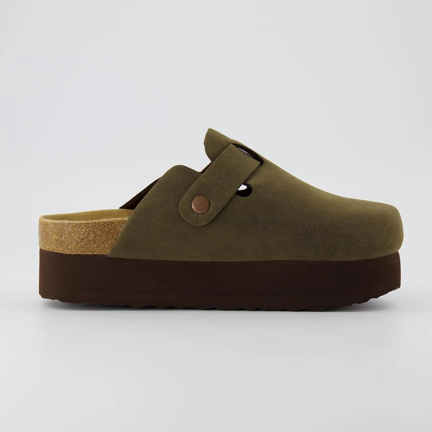 CUSHIONAIRE Women's Loom Cork Footbed Platform Clog – Comfortable Vegan Leather, Arch Support, All-Day Comfort, Wide Widths Available