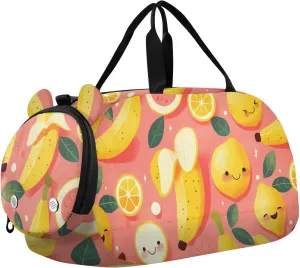 Cute Banana and 's Gym Duffel Bag with Shoes Compartment Lightweight Overnight Weekender Carry On Travel Bag for Travel, Swimming, Dance, Ballet