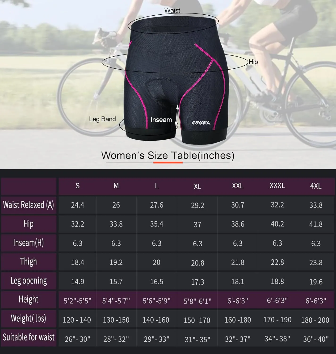Cycling Shorts Women's 3D Padded Bicycle Bike Biking Underwear Shorts