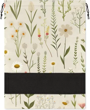 Daisy Herbs Flowers Shoe Bags for Travel 17" x 12.4" Travel Shoe Bags for Packing Portable Shoe Storage Bags Drawstring Bags Travel Essentials