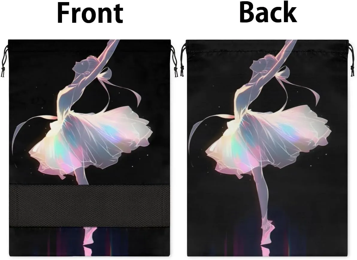 Dancer Ballet Exquisite Portable Travel Shoe Bag Shoe Organizer Drawstring Travel Shoe Storage Bags Shoe Pouch for Men and Women 12.4 x 17 inch