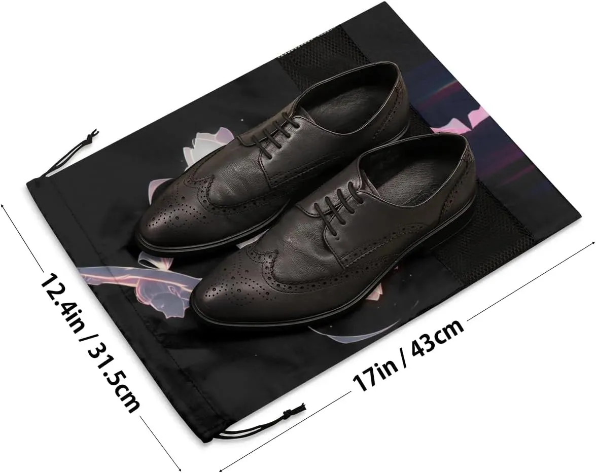 Dancer Ballet Exquisite Portable Travel Shoe Bag Shoe Organizer Drawstring Travel Shoe Storage Bags Shoe Pouch for Men and Women 12.4 x 17 inch