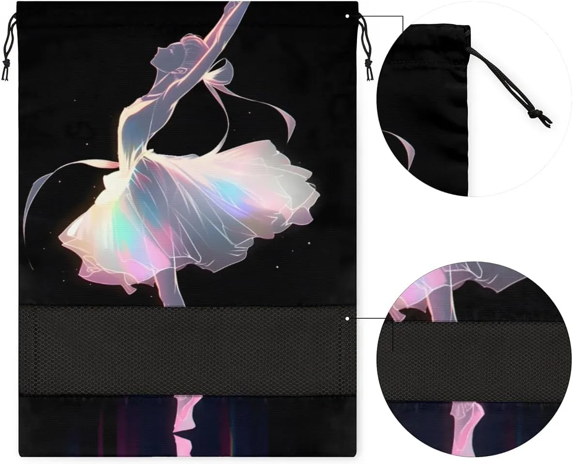 Dancer Ballet Exquisite Portable Travel Shoe Bag Shoe Organizer Drawstring Travel Shoe Storage Bags Shoe Pouch for Men and Women 12.4 x 17 inch